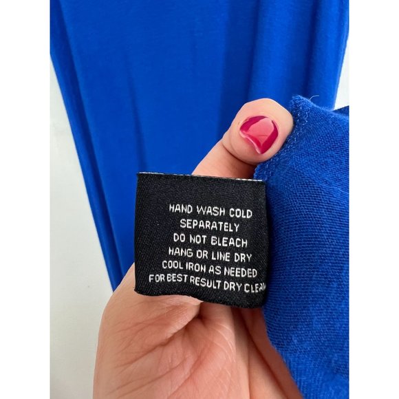 W118 By Walter Baker Asymmetric Maxi Dress Blue Sleeveless Scoop Neck Women SZ M - Picture 5 of 5